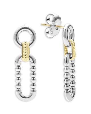 18K Yellow & Sterling Silver Signature Caviar Link Drop Earrings