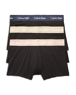 Calvin Klein Cotton Stretch Moisture Wicking Low Rise Trunks, Pack Of 3 In Shoreline/clay/travertine