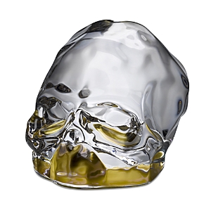 Nude Glass Memento Mori Faceted Skull Head Decor, Small In Clear/gold
