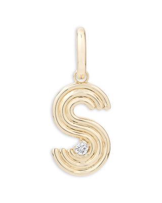 Adina Reyter 14K Yellow Gold Groovy Diamond Initial Pendant