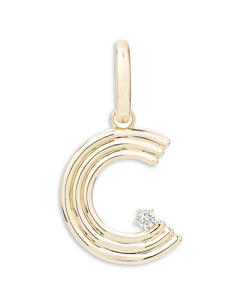 ADINA REYTER 14K YELLOW GOLD GROOVY DIAMOND INITIAL PENDANT