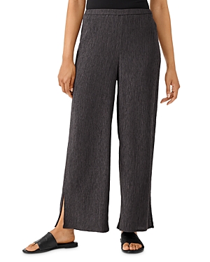Eileen Fisher Crinkled Wide-leg Ankle Pants In Rye