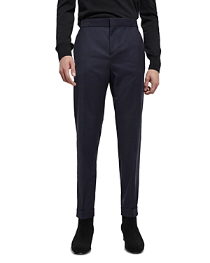 The Kooples Thin Wooly Squares Suit Trousers In Navy