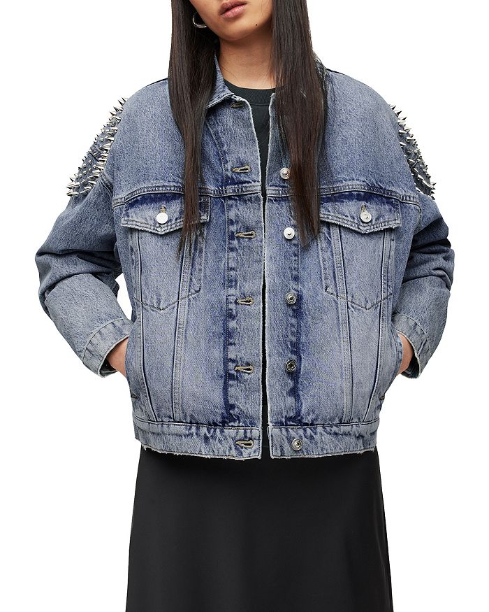ALLSAINTS Bella Punk Studded Denim Jacket | Bloomingdale's