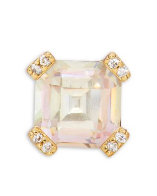 Dazzle Square Cubic Zirconia Stud Earrings in Gold Tone