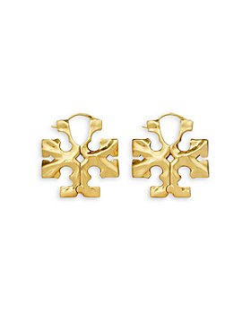 Tory Burch - Roxanne Logo Hidden Latch Drop Earrings in 18K Gold Plated