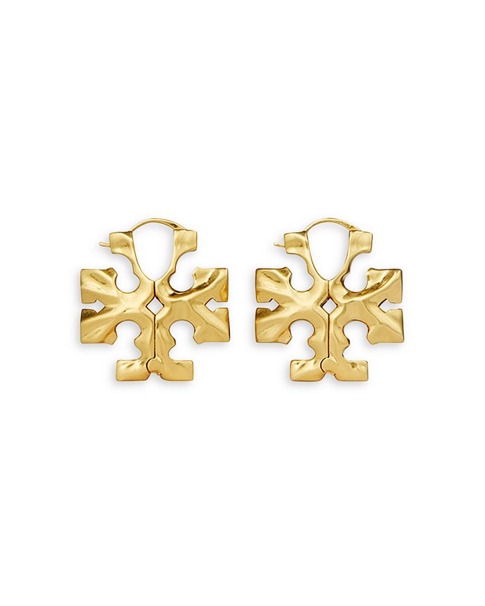 Tory Burch Roxanne Logo Hidden Latch Drop Earrings in 18K Gold Plated |  Bloomingdale's
