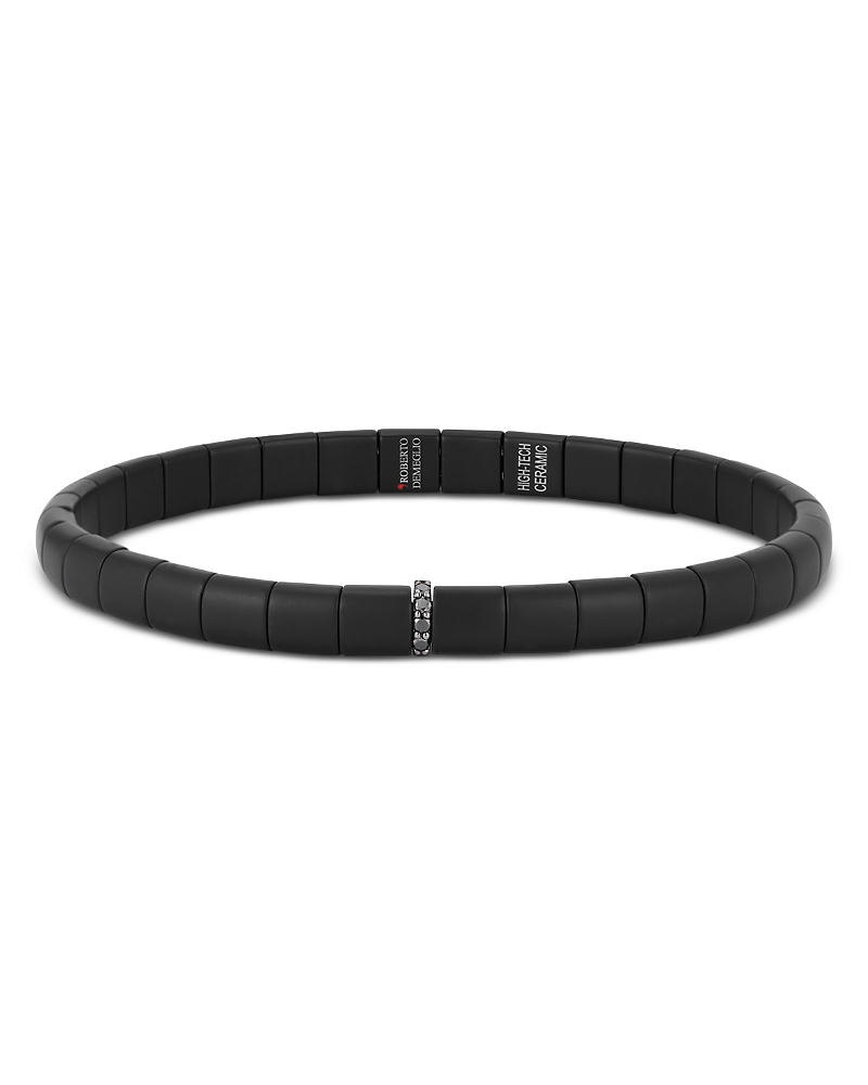 Roberto Demeglio Men's Pura Black Diamond & 18K White Gold Single Bead Stretch Bracelet