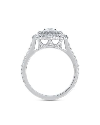 Center of My Universe&reg; Floral Halo Ring in 18K White Gold, 1.80 tcw