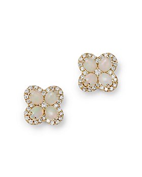 Bloomingdale's - Opal & Diamond Clover Stud Earrings in 14K Yellow Gold - 100% Exclusive