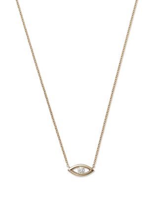 Bloomingdale's Fine Collection Diamond Accent Evil Eye Pendant Necklace in 14K Yellow Gold, 0.05 ct. t. w. - Exclusive