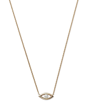 Bloomingdale's Diamond Accent Evil Eye Pendant Necklace in 14K Yellow Gold, 0.05 ct. t.w. - 100% Exc