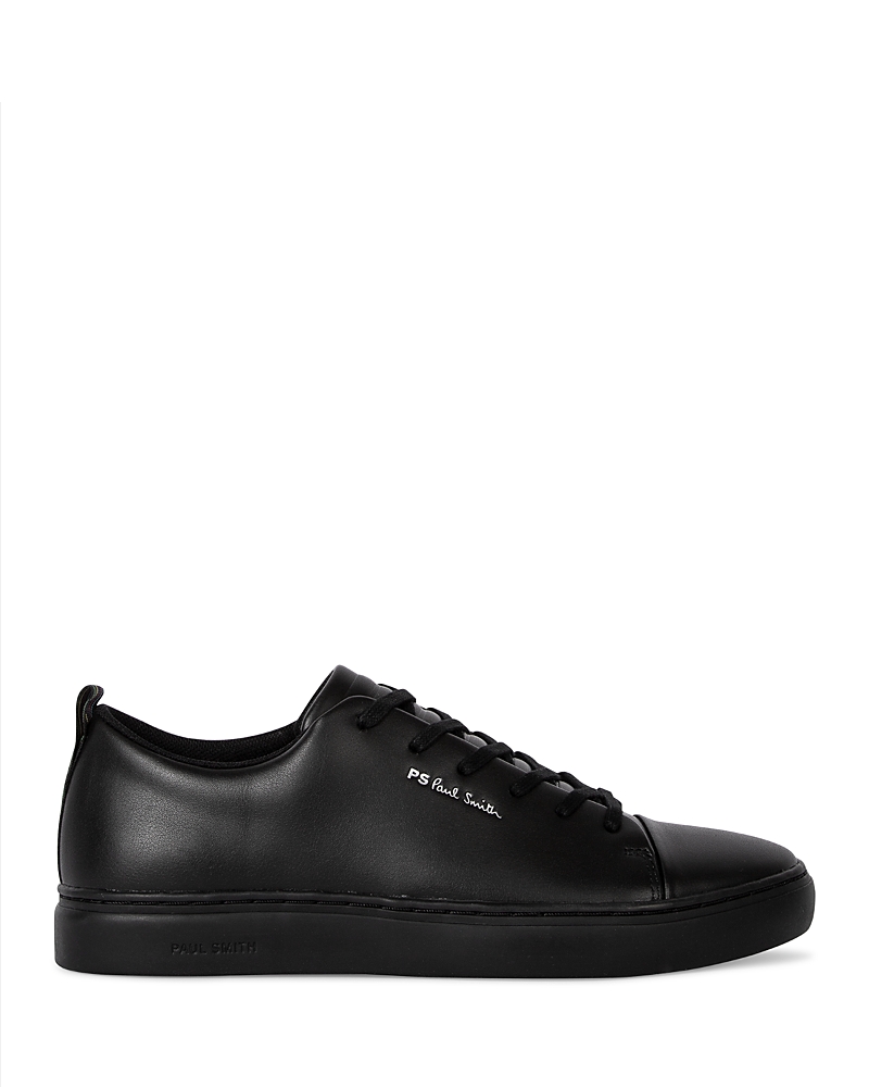 Paul Smith Black Leather Embroidered Stripes Rex Trainers In Black