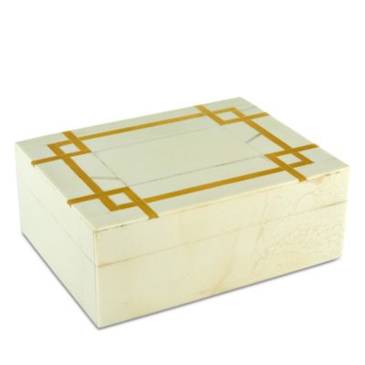 Tizo - Natural White Art Deco Resin Bone Box, Small