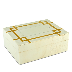 Tizo Natural White Art Deco Resin Bone Box, Small In White/gold