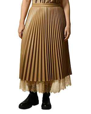 Marina Rinaldi Women's Civetta Pleated Faux-leather Skirt In Brown