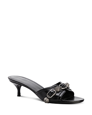 Balenciaga Women's Cagole Buckle Stud Slide Sandals