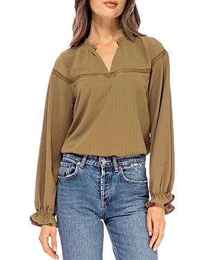 B Collection By Bobeau Yoke Trim Long Sleeve Top In Tinsel