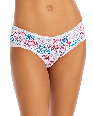 Aqua Lace Trim Printed Thong - 100% Exclusive In White Ditsy Floral