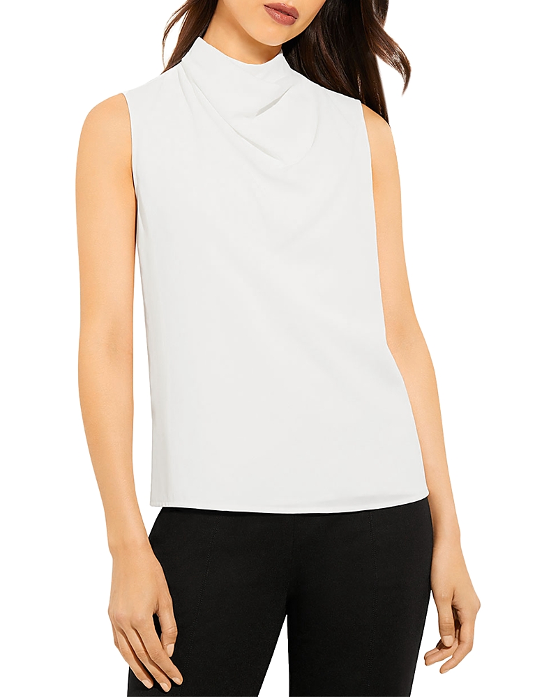 Misook Sleeveless Pleated Crossover Blouse In White