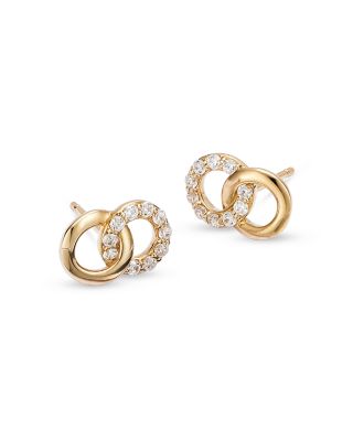 Diamond Double O Stud Earrings in 14K Yellow Gold, 0.17 tcw - 150th Anniversary Exclusive