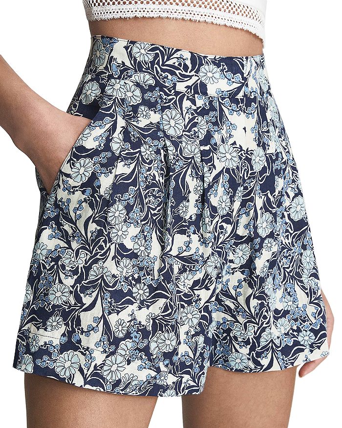 REISS Sky Printed Linen Shorts Bloomingdale's