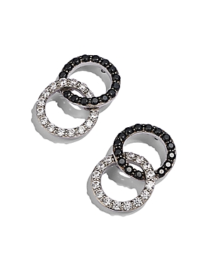 Bloomingdale's White & Black Diamond Double O Earrings In 14k White Gold, 0.50 Ct. T.w. - 150th Anniversary Exclusi In Black/white