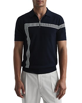 REISS - Sergant Stripe Regular Fit Quarter Zip Polo Shirt 
