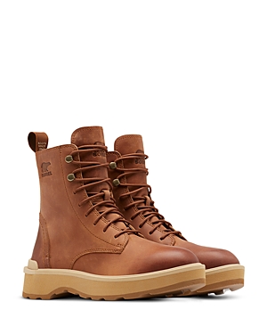 Sorel Women's Hi-line Lace-up Mid-shaft Lug-sole Booties Women's Shoes In Scorch, Tawny Buff