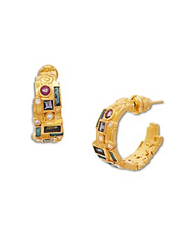 Gurhan - 22K Yellow Gold Embrace Multi Gemstone & Diamond Klimt Hoop Earrings