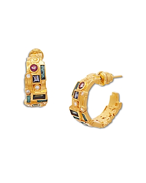 Gurhan 22k Yellow Gold Embrace Multi Gemstone & Diamond Klimt Hoop Earrings In Multi/gold