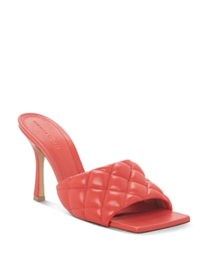 BOTTEGA VENETA WOMEN'S QUILTED HIGH HEEL SLIDE SANDALS