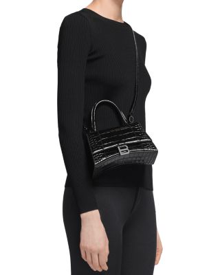 Balenciaga Hourglass XS Handbag Crocodile Embossed
