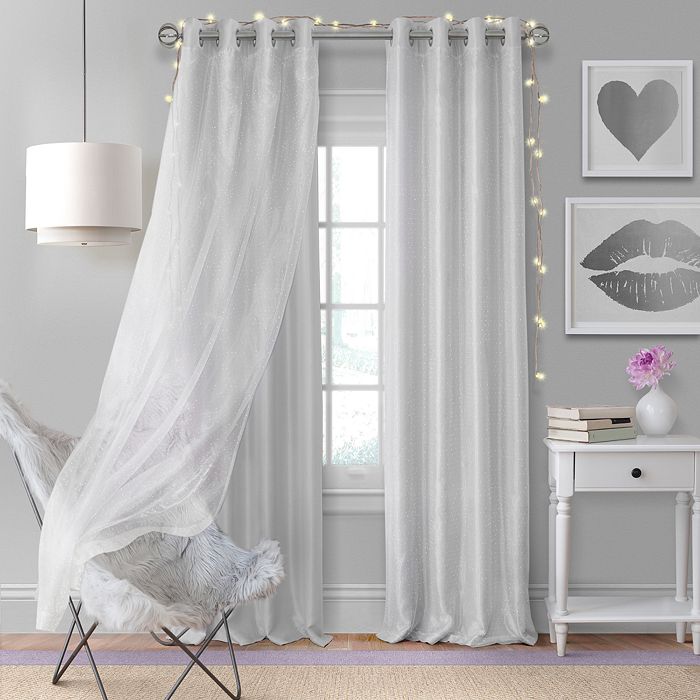 Elrene Home Fashions Aurora Kids Room Darkening Layered Sheer Curtain Panel, 52 X 108 In Pearl Gray