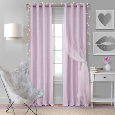 Aurora Kids Room Darkening Layered Sheer Curtain Panel, 52" x 108"