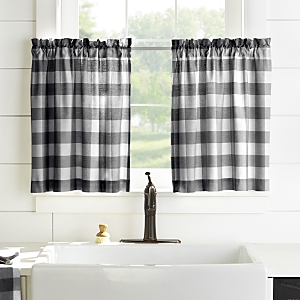 Elrene Home Fashions Farmhouse Living Buffalo Check Window Tier Pair, 24 X 30 In Black/white