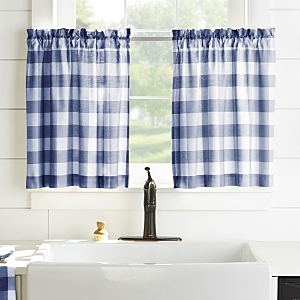 Elrene Home Fashions Farmhouse Living Buffalo Check Window Tier Pair, 24 X 30 In Blue/white