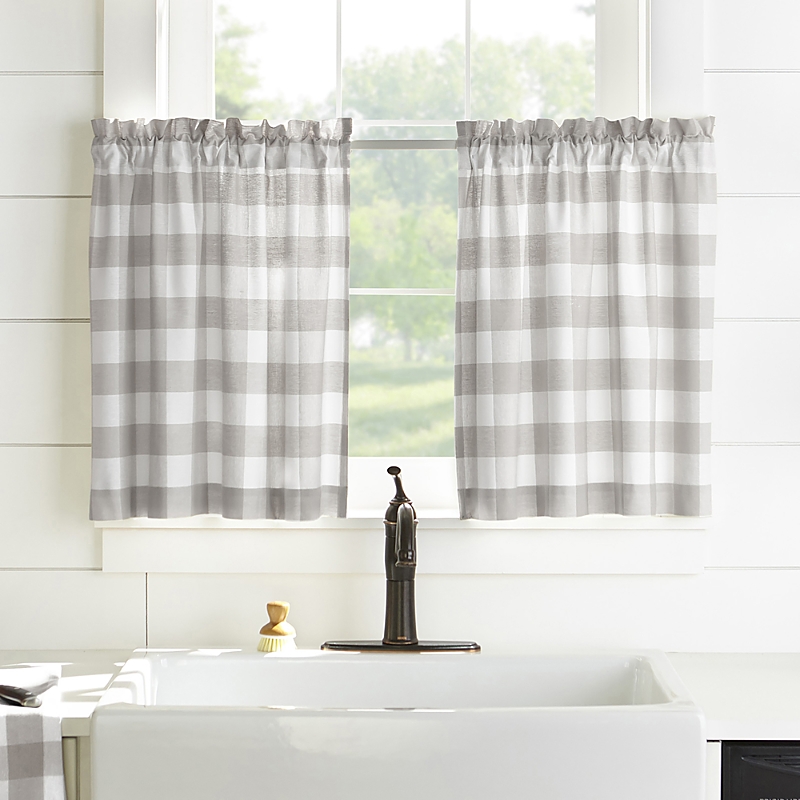 Shop Elrene Home Fashions Farmhouse Living Buffalo Check Window Tier Pair, 24 X 30 In Gray/white
