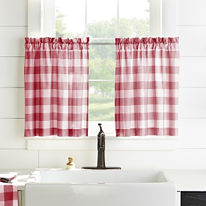 Elrene Home Fashions Farmhouse Living Buffalo Check Window Tier Pair, 24 X 30 In Red/white