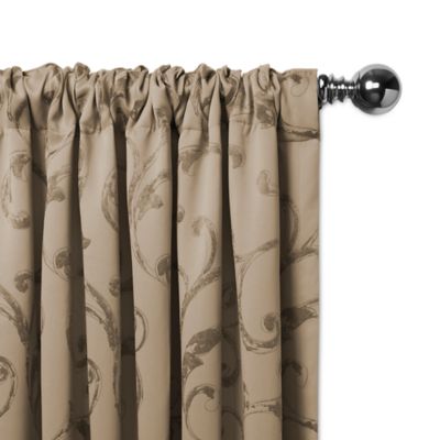 Mia Jacquard Scroll Blackout Window Curtain Panel, 52" x 84"