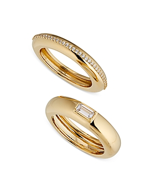 Nadri Entwine Set Of 2 Cubic Zirconia Stacking Rings In Gold