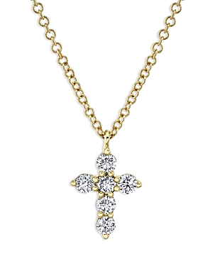Moon & Meadow 14K Yellow Gold Diamond Cross Pendant Necklace, 16-18 - 100% Exclusive