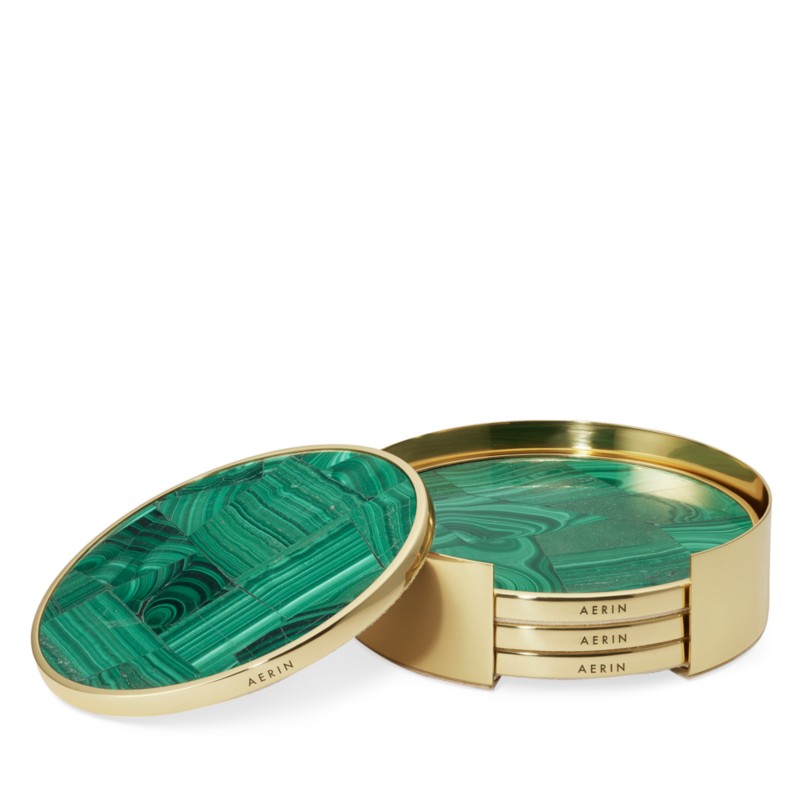 Aerin Lucas Mosaic Coasters, Set of 4 in Malachite
