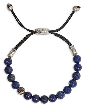 John Varvatos Men's Sterling Silver Lapis Lazuli Bead Cord Bolo Bracelet