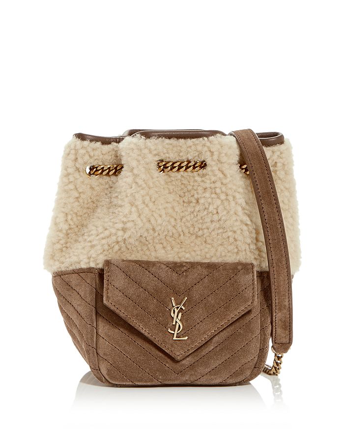 Saint Laurent Joe Mini Shearling Suede Bucket Bag Bloomingdale s