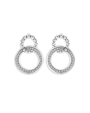 Shop Lagos Sterling Silver Caviar Spark Diamond Interlocking Circle Drop Earrings