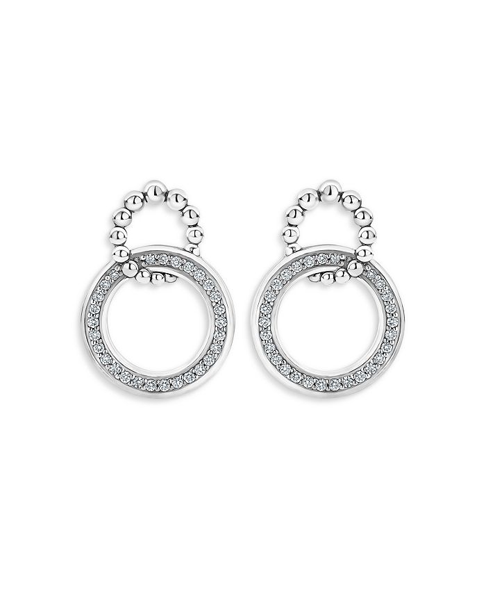LAGOS - Sterling Silver Caviar Spark Diamond Interlocking Circle Drop Earrings