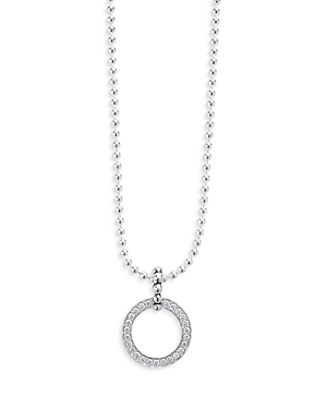 Lagos Sterling Silver Caviar Spark Diamond Circle Bead Chain Pendant Necklace, 16-18