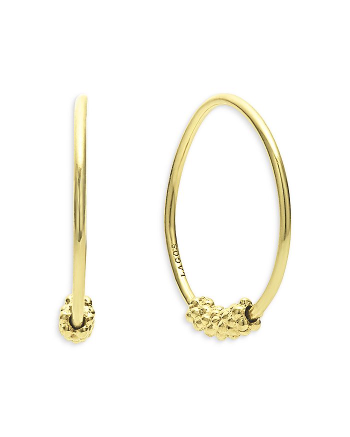 LAGOS - 18K Yellow Gold Signature Caviar Superfine Thin Hoop Earrings