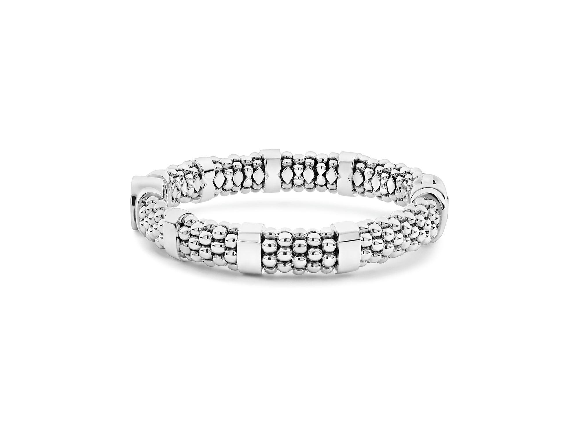 Sterling Caviar Spark Diamond Circle Bead Link Bracelet — Image 3